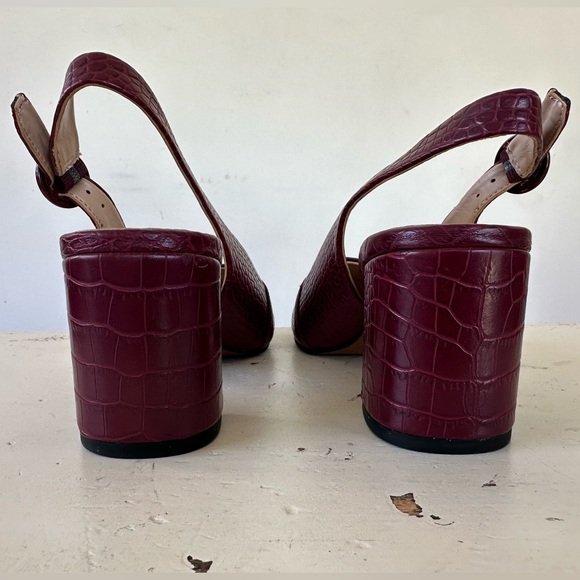 Franco Sarto Trista Plum Faux Crocodile Sling Back Block Heels Size 6.5 M - Picture 9 of 9